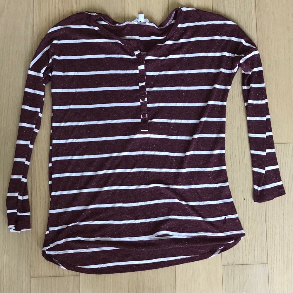 Maroon and white striped long sleeve